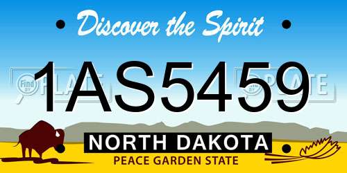 1AS5459 North Dakota License Plate