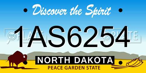 1AS6254 North Dakota License Plate