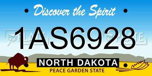 1AS6928 North Dakota License Plate