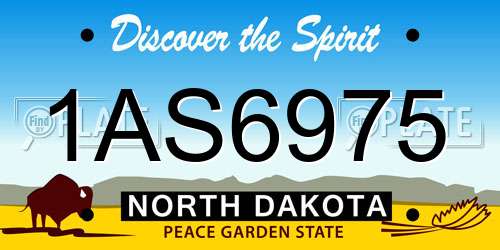 1AS6975 North Dakota License Plate