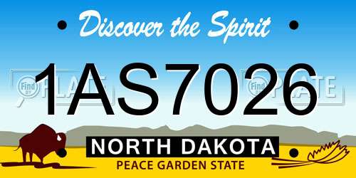 1AS7026 North Dakota License Plate