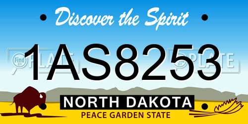 1AS8253 North Dakota License Plate