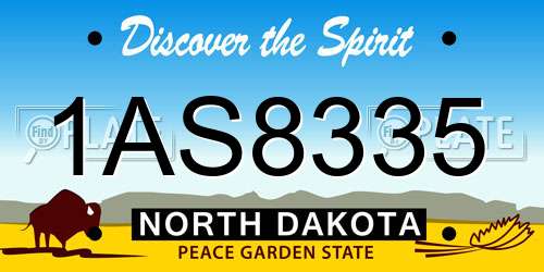 1AS8335 North Dakota License Plate