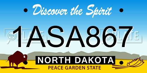 1ASA867 North Dakota License Plate