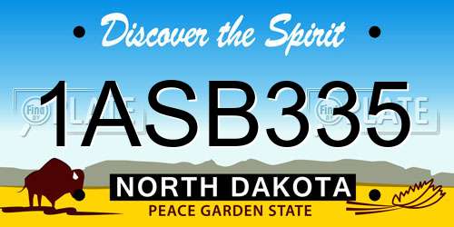 1ASB335 North Dakota License Plate