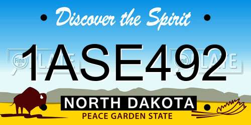 1ASE492 North Dakota License Plate