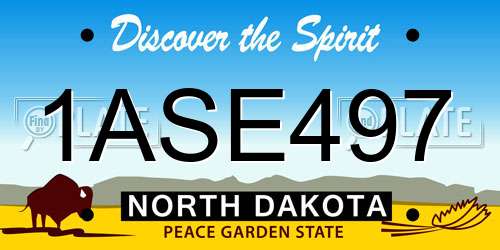 1ASE497 North Dakota License Plate