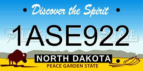 1ASE922 North Dakota License Plate