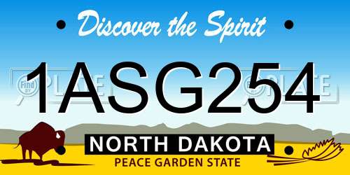 1ASG254 North Dakota License Plate