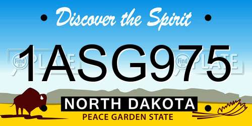 1ASG975 North Dakota License Plate