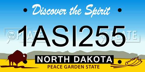 1ASI255 North Dakota License Plate