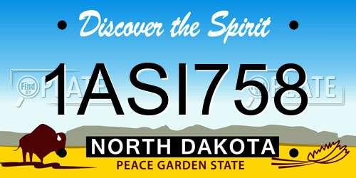 1ASI758 North Dakota License Plate