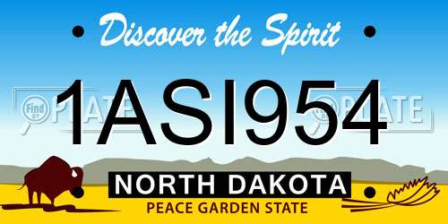 1ASI954 North Dakota License Plate