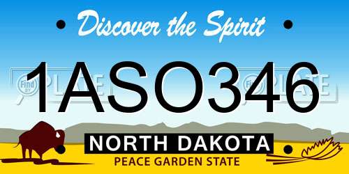 1ASO346 North Dakota License Plate