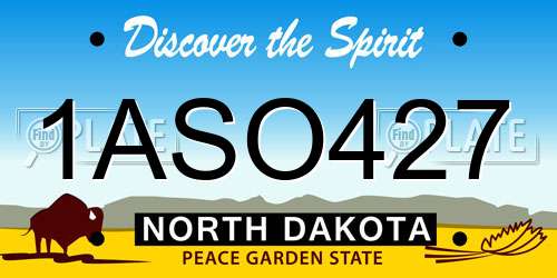 1ASO427 North Dakota License Plate