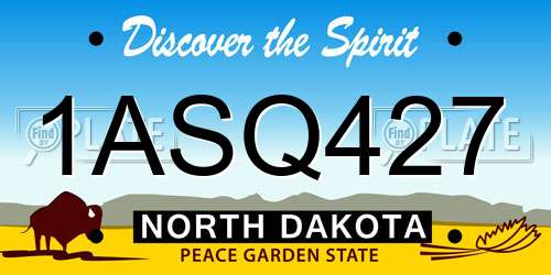 1ASQ427 North Dakota License Plate