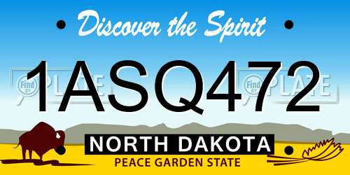 1ASQ472 North Dakota License Plate