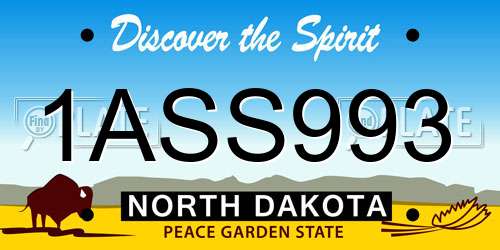 1ASS993 North Dakota License Plate