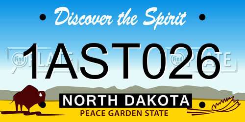 1AST026 North Dakota License Plate
