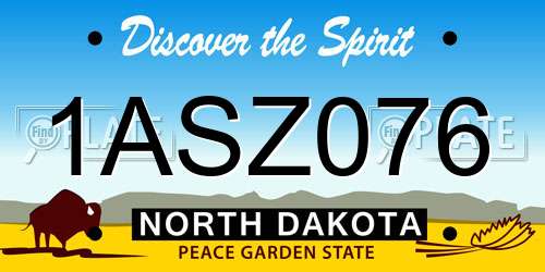 1ASZ076 North Dakota License Plate