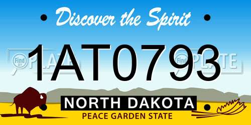 1AT0793 North Dakota License Plate