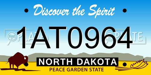 1AT0964 North Dakota License Plate