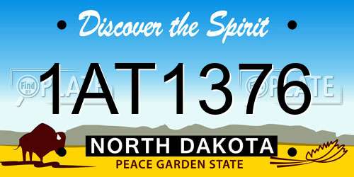 1AT1376 North Dakota License Plate