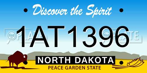 1AT1396 North Dakota License Plate