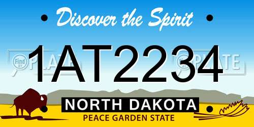 1AT2234 North Dakota License Plate