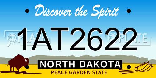 1AT2622 North Dakota License Plate