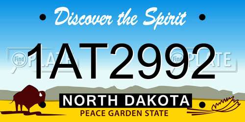 1AT2992 North Dakota License Plate