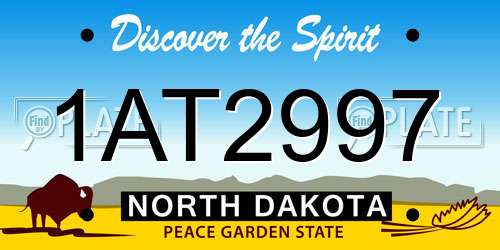 1AT2997 North Dakota License Plate