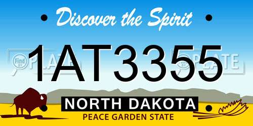 1AT3355 North Dakota License Plate