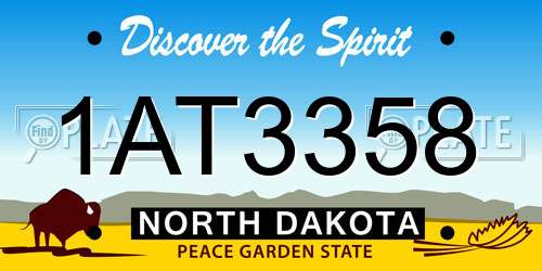 1AT3358 North Dakota License Plate