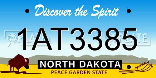 1AT3385 North Dakota License Plate