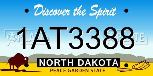 1AT3388 North Dakota License Plate