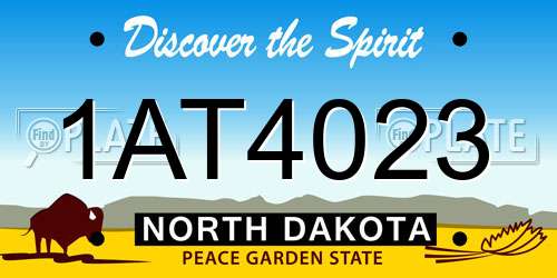 1AT4023 North Dakota License Plate