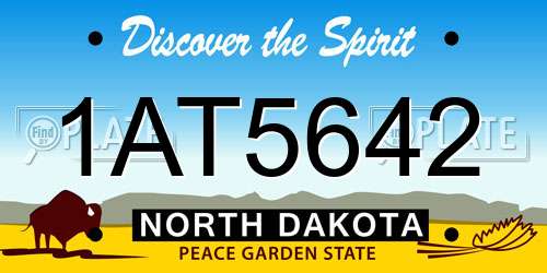 1AT5642 North Dakota License Plate