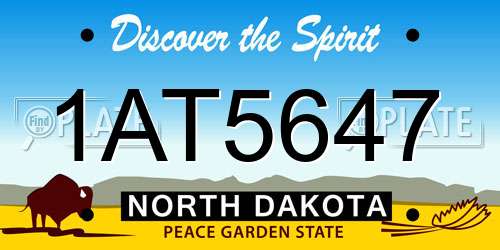 1AT5647 North Dakota License Plate