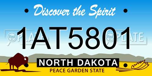 1AT5801 North Dakota License Plate