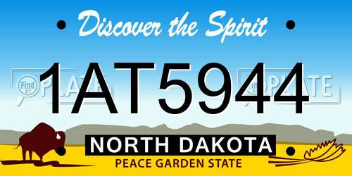 1AT5944 North Dakota License Plate
