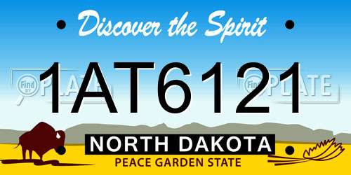 1AT6121 North Dakota License Plate