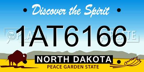 1AT6166 North Dakota License Plate