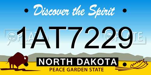 1AT7229 North Dakota License Plate
