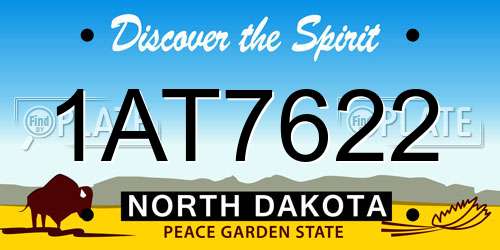 1AT7622 North Dakota License Plate
