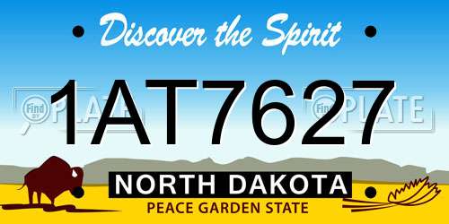 1AT7627 North Dakota License Plate