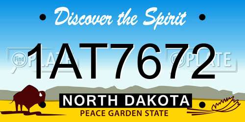 1AT7672 North Dakota License Plate
