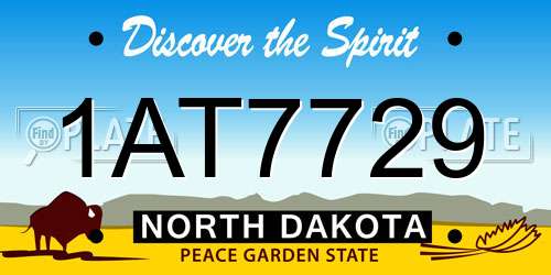 1AT7729 North Dakota License Plate