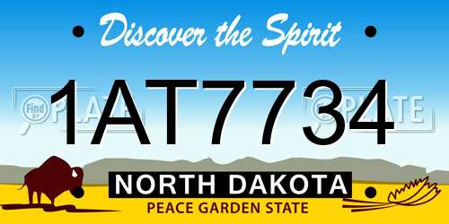 1AT7734 North Dakota License Plate