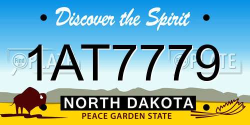 1AT7779 North Dakota License Plate